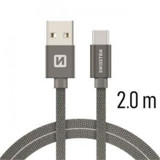 SWISSTEN DATA CABLE USB / USB-C TEXTILE 2,0M GREY