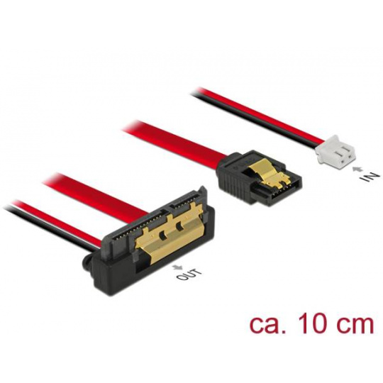 Delock Kabel SATA 6 Gb/s 7 pin samice + 2 pin napájecí samice > SATA 22 pin samice pravoúhlý dolů (5 V) kovový 10 cm