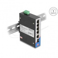 Delock Průmyslový Gigabit Ethernet Switch s 4 porty PoE a 1 port RJ45 a 1 port SFP, na DIN lištu