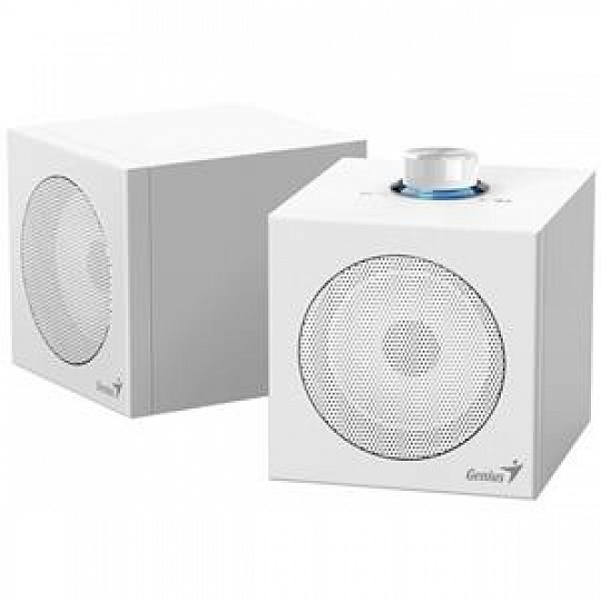 Genius SP-HF300U, Reproduktory, 2.0, 4W RMS, USB-A, USB-C, 2" měniče, dřevěné, ovládání hlasitosti, bílá