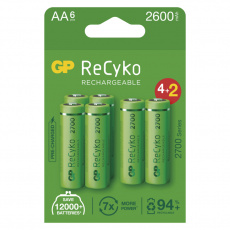 GP nabíjecí baterie ReCyko 2700 AA (HR6) 4+2PP GP nabíjecí baterie ReCyko 2700 AA (HR6) 4+2PP