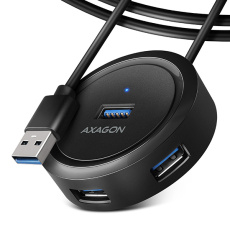 AXAGON HUE-P1AL, 4x USB 3.2 Gen 1 ROUND hub, micro USB napájecí konektor, kabel USB-A 1.2m AXAGON HUE-P1AL, 4x USB 3.2 Gen 1 ROUND hub, micro USB napájecí konektor, kabel USB-A 1.2m