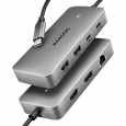 AXAGON HMC-CUB83X2, USB 10Gbps hub, 2x USB-A, USB-C, HDMI & DP 4k/144Hz, RJ-45, PD 100W, kabel 15cm