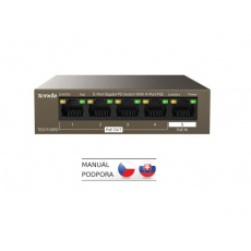 Tenda TEG1105PD PoE PD Gigabit switch, 1x PoE IN, 4x PoE OUT 802.3af, 5x 1 Gb/s, max. 30W, fanless Tenda TEG1105PD PoE PD Gigabit switch, 1x PoE IN, 4x PoE OUT 802.3af, 5x 1 Gb/s, max. 30W, fanless