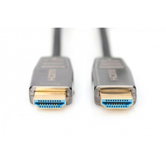 Digitus HDMI 2.1 AOC hybridní optický kabel, Type A M/M, 15m, UHD 8K@60Hz, CE, gold, bl