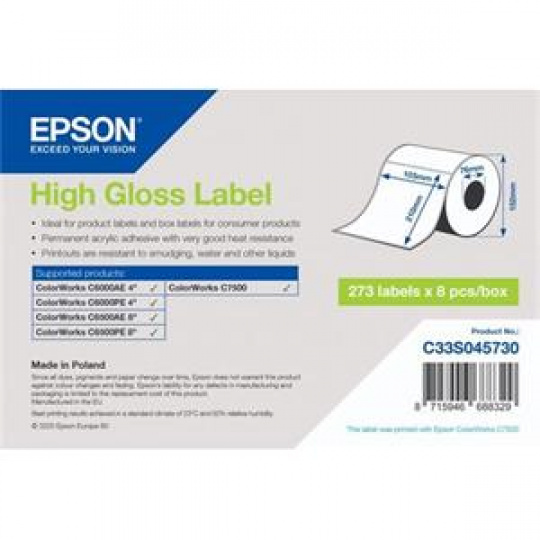 EPSON High Gloss Label - Die-Cut: 105mm x 210mm, 273 labels
