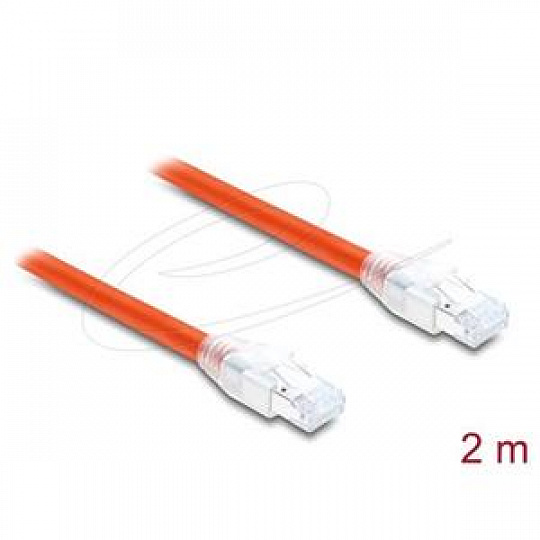 Delock Síťový kabel RJ45 Cat.8.1 S/FTP, 2 m, až 40 Gbps, oranžový Delock Síťový kabel RJ45 Cat.8.1 S/FTP, 2 m, až 40 Gbps, oranžový