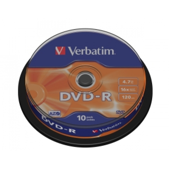 VERBATIM DVD-R(10-Pack)Spindl/MattSlvr/16x/4.7GB