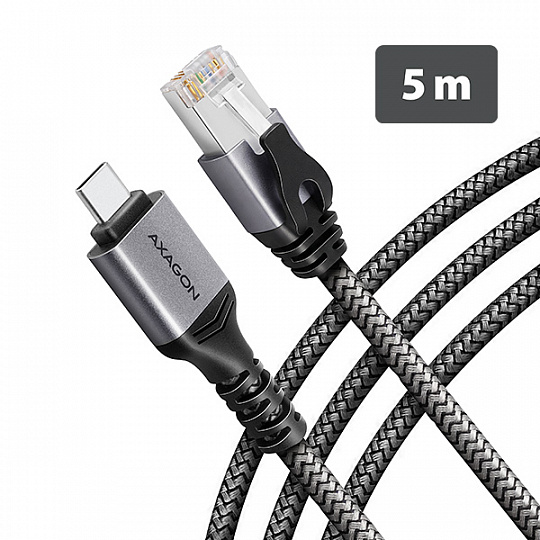 AXAGON ADE-CM50, USB-C Gigabit Ethernet adaptér s integrovaným síťovým CAT6 kabelem RJ-45 (5m) AXAGON ADE-CM50, USB-C Gigabit Ethernet adaptér s integrovaným síťovým CAT6 kabelem RJ-45 (5m)