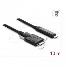 Delock Aktivní optický kabel USB 10 Gbps USB Type-C™ samec > USB 10 Gbps Typ Micro-B samec se šroubky 10 m