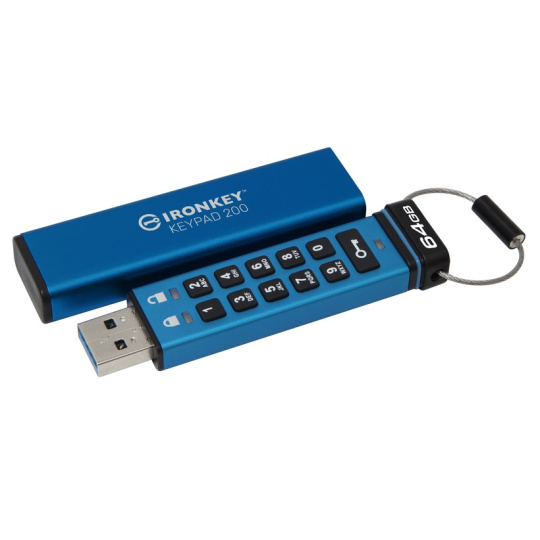 Kingston IronKey Keypad 200/64GB/USB 3.2/USB-A/Modrá