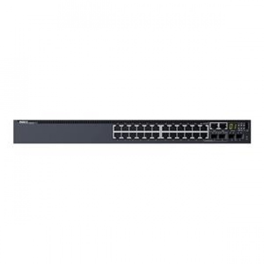 Dell Networking S3124, L3, 24x 1GbE, 2xCombo, 2x 10GbE SFP+ fixed ports, Stacking, IO to PSU airflow, 1x AC PSU