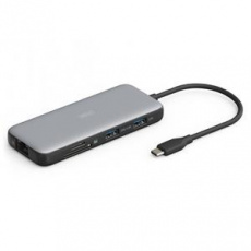 Digitus USB-C dokovací stanice, 8 portů: 2× HDMI, 3× USB 3.0, 1× RJ45, 1× SD, 1× MicroSD, 1× USB-C PD