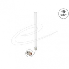 Delock WiFi 7 anténa N samec 4,5 - 6,6 dBi 32 cm všesměrová pevná venkovní bílá