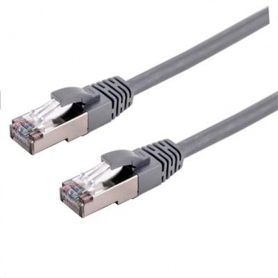 Kabel C-TECH patchcord Cat6a, S/FTP, šedý, 0,25m