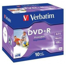 VERBATIM DVD+R (10-pack)Printable/16x/4.7GB/Jewel