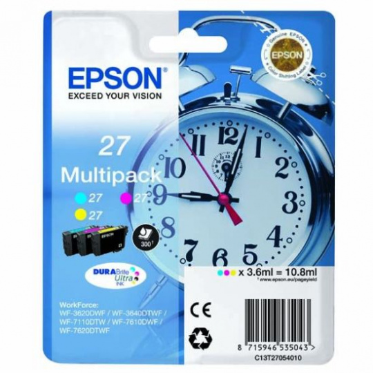 EPSON cartridge T2705 (cyan/magenta/yellow) multipack (budík)