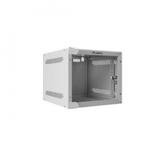 LANBERG RACKOVÁ SKŘÍŇ 10" NÁSTĚNNÁ 4U/280X310 (v rozloženém stavu) S PROSKLENÝMI DVEŘMI ŠEDÁ