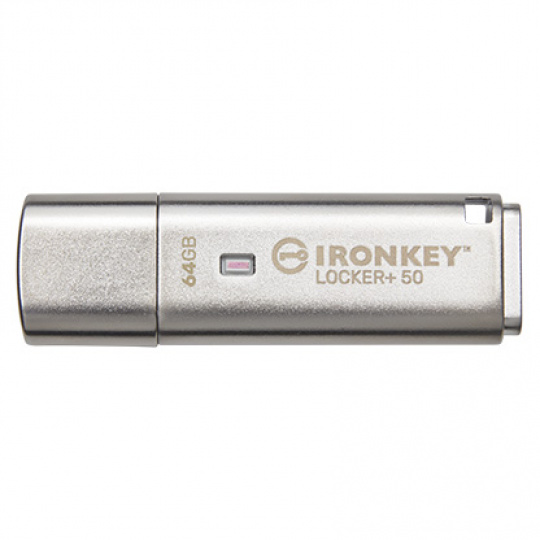 Kingston IronKey Locker+ 50/64GB/145MBps/USB 3.1/USB-A/Stříbrná