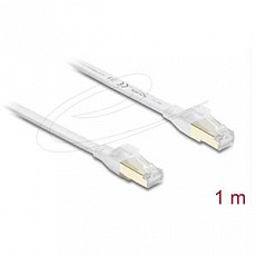 Delock Plochý spojovací kabel RJ45 Cat.8.1 U/FTP, až 40 Gbps, 1 m, bílý Delock Plochý spojovací kabel RJ45 Cat.8.1 U/FTP, až 40 Gbps, 1 m, bílý