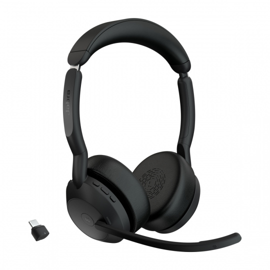 Jabra Evolve2 55/Stereo/ANC/USB-C/BT-USB/Bezdrát/MS/Černá