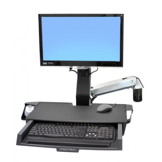 ERGOTRON StyleView® Sit-Stand Combo Arm s prac. plochou,nástěnný držák do lišty LCD, klávesnice+ myš,sklopný,černý