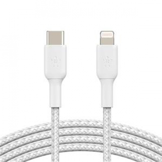 Belkin USB-C kabel s lightning konektorem, 2m, bílý - odolný