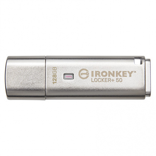 Kingston IronKey Locker+ 50/128GB/145MBps/USB 3.1/USB-A/Stříbrná