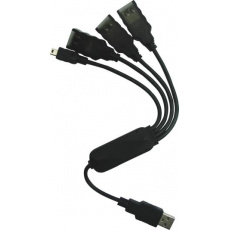 PremiumCord USB 2.0 HUB 4-portový, černý kabel