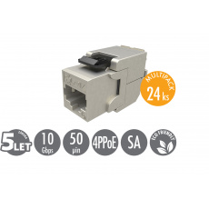 MULTIPACK 24 ks - samořezný keystone Solarix CAT6A STP SXKJ-10G-STP-BK-SA Component Level a 4PPoE