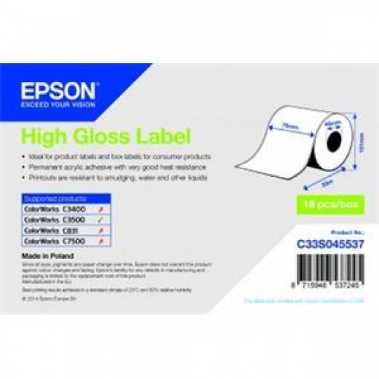 EPSON High Gloss Label - CONTINUOUS ROLL: 76MM X 33M