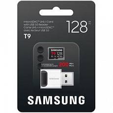 Samsung T9/Micro SDXC/128GB/UHS-I U3 / Class 10/+ Adaptér/Černá + USB Adaptér