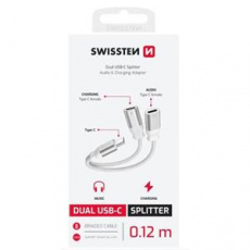 SWISSTEN NABÍJECÍ AUDIO ADAPTÉR TEXTILE USB-C (samec) / 2x USB-C (samice) 0,12 M BÍLÝ SWISSTEN NABÍJECÍ AUDIO ADAPTÉR TEXTILE USB-C (samec) / 2x USB-C (samice) 0,12 M BÍLÝ