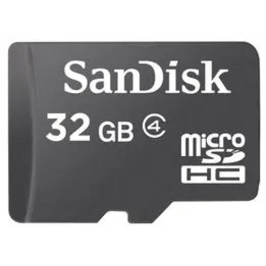 Sandisk/micro SDHC/32GB/18MBps/Class 4/+ Adaptér/Černá