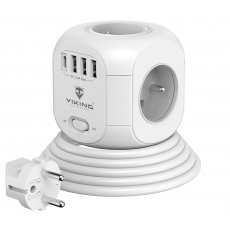 Síťový adaptér Viking AC Cube, rozbočovač, 8 výstupů