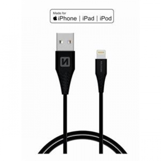 SWISSTEN DATOVÝ KABEL TPE USB / LIGHTNING MFi 1,2 M ČERNÝ