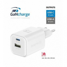 SWISSTEN SÍŤOVÝ ADAPTÉR GaN 1x USB-C 45W PD + 1x USB-A 18W QC BÍLÝ SWISSTEN SÍŤOVÝ ADAPTÉR GaN 1x USB-C 45W PD + 1x USB-A 18W QC BÍLÝ