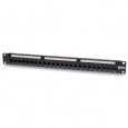 Patch panel průchozí pro montáž do racku 1U, 24x Cat6/Cat5, RJ45 Ethernet