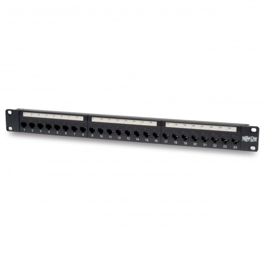 Tripplite Patch panel průchozí pro montáž do racku 1U, 24x Cat6/Cat5, RJ45 Ethernet