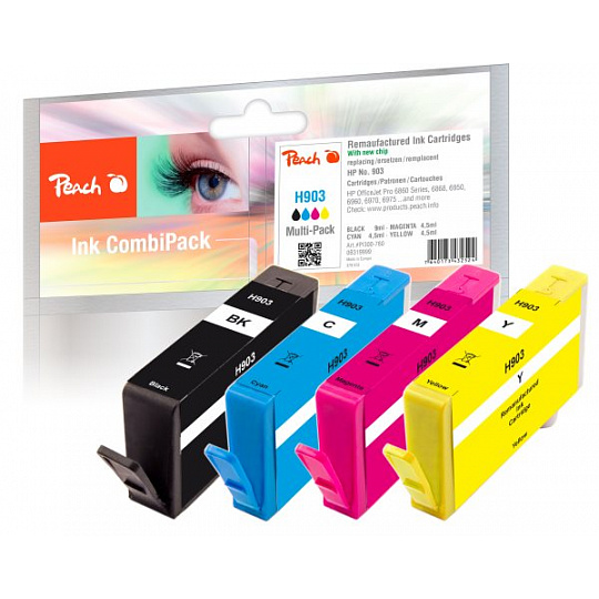 PEACH kompatibilní cartridge HP No. 903, Multi-Pack1x bk,c,m,y, OEM čip