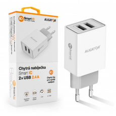 ALIGATOR Chytrá síťová nabíječka 2,4A, 2xUSB, smart IC, bílá ALIGATOR Chytrá síťová nabíječka 2,4A, 2xUSB, smart IC, bílá