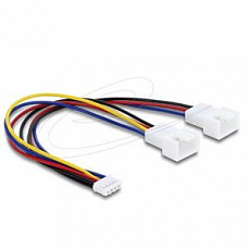 Delock Y-kabel ventilátoru, 1 x JST PH 4 piny, PWM , ze zásuvky na zástrčku + 4 pinovou zástrčku, 15 cm