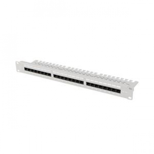 LANBERG PATCH PANEL 24 PORTŮ 1U 19" CAT.6A UTP S POLICÍ ŠEDÝ