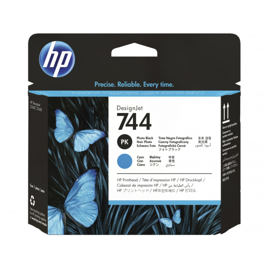 HP 744 Tisková hlava, černá a azurová, F9J86A