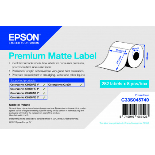 Premium Matte Label 105x210 mm, 282 lab