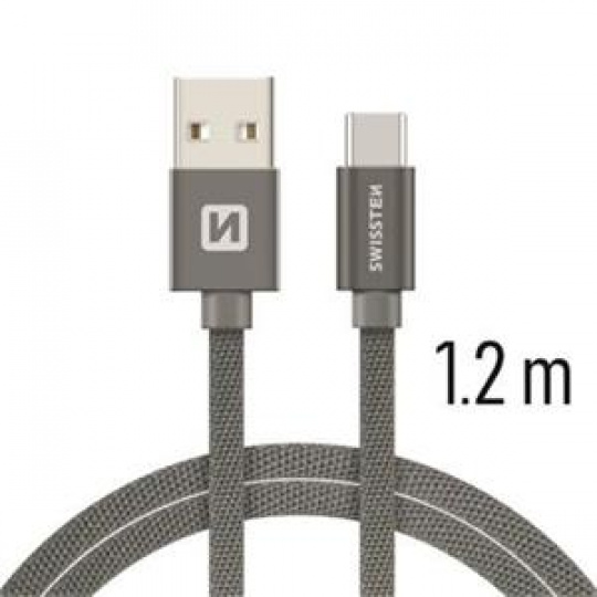 SWISSTEN DATA CABLE USB / USB-C TEXTILE 1,2M GREY