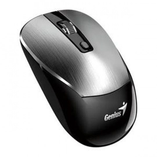Genius NX-7125 Myš, bezdrátová, optická, 1200DPI, 4 tlačítka, Copilot, 2,4GHz, USB-A, 1× AA baterie, černo-stříbrná