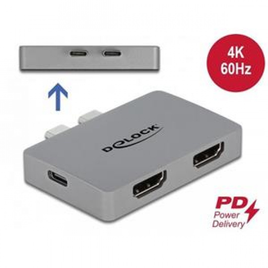Delock Duální adaptér HDMI s rozlišením 4K 60 Hz a PD 3.0 pro MacBook