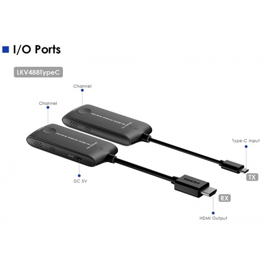 PremiumCord USB-C na HDMI 4K@60Hz Wireless extender na 20m
