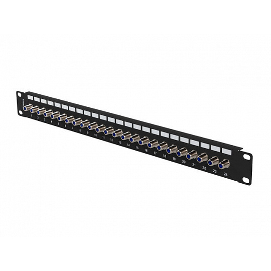 PATCH PANEL 24 PORTŮ 1U S KONEKTOREM TYPU F ČERNÝ LANBERG PATCH PANEL 24 PORTŮ 1U S KONEKTOREM TYPU F ČERNÝ LANBERG